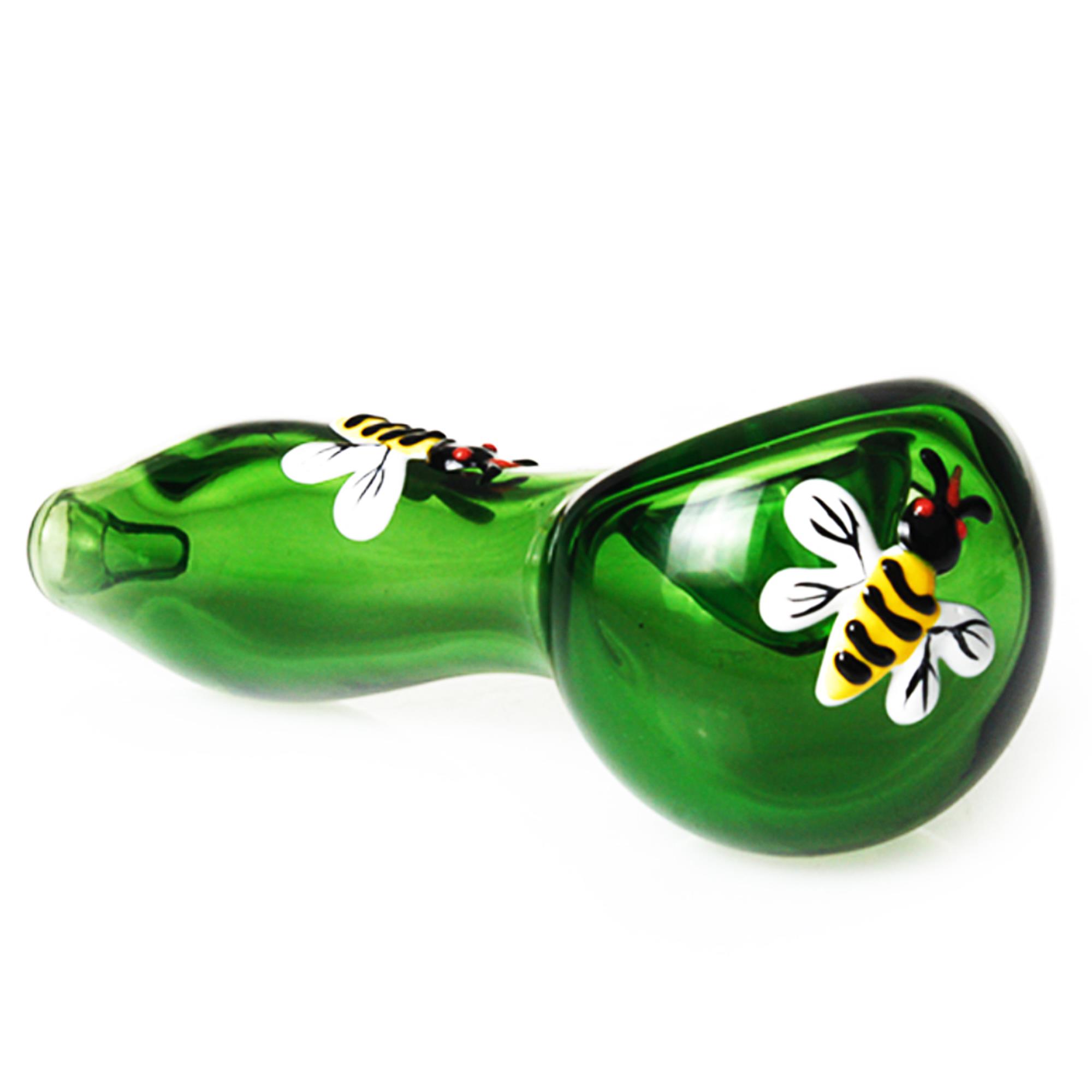 GREEN BUMBLEBEE GLASS SPOON PIPE