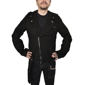 Long Sleeve Biker Cotton Jacket Black