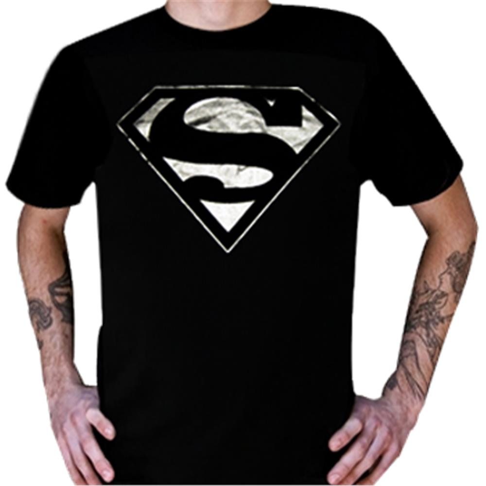 superman t shirt black and silver