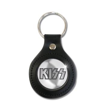 KISS Leather Button Logo Keychain
