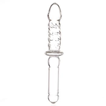  DOUBLE TROUBLE DOUBLE-SIDED GLASS DILDO