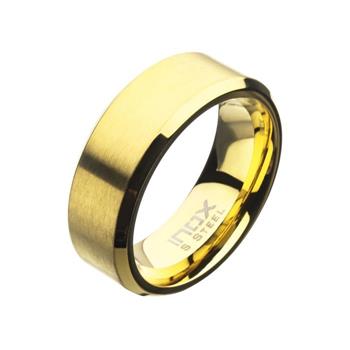  8mm Matte Finish 18K Gold IP Steel Beveled Comfort Fit Ring