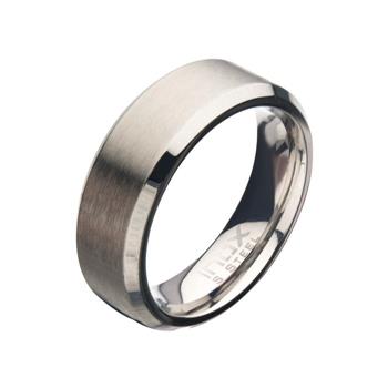  8mm Matte Finish Stainless Steel Beveled Comfort Fit Ring