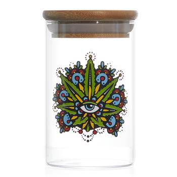  ALL SEEING LEAF GLASS JAR