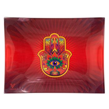  HAMSA RED GLASS TRAY