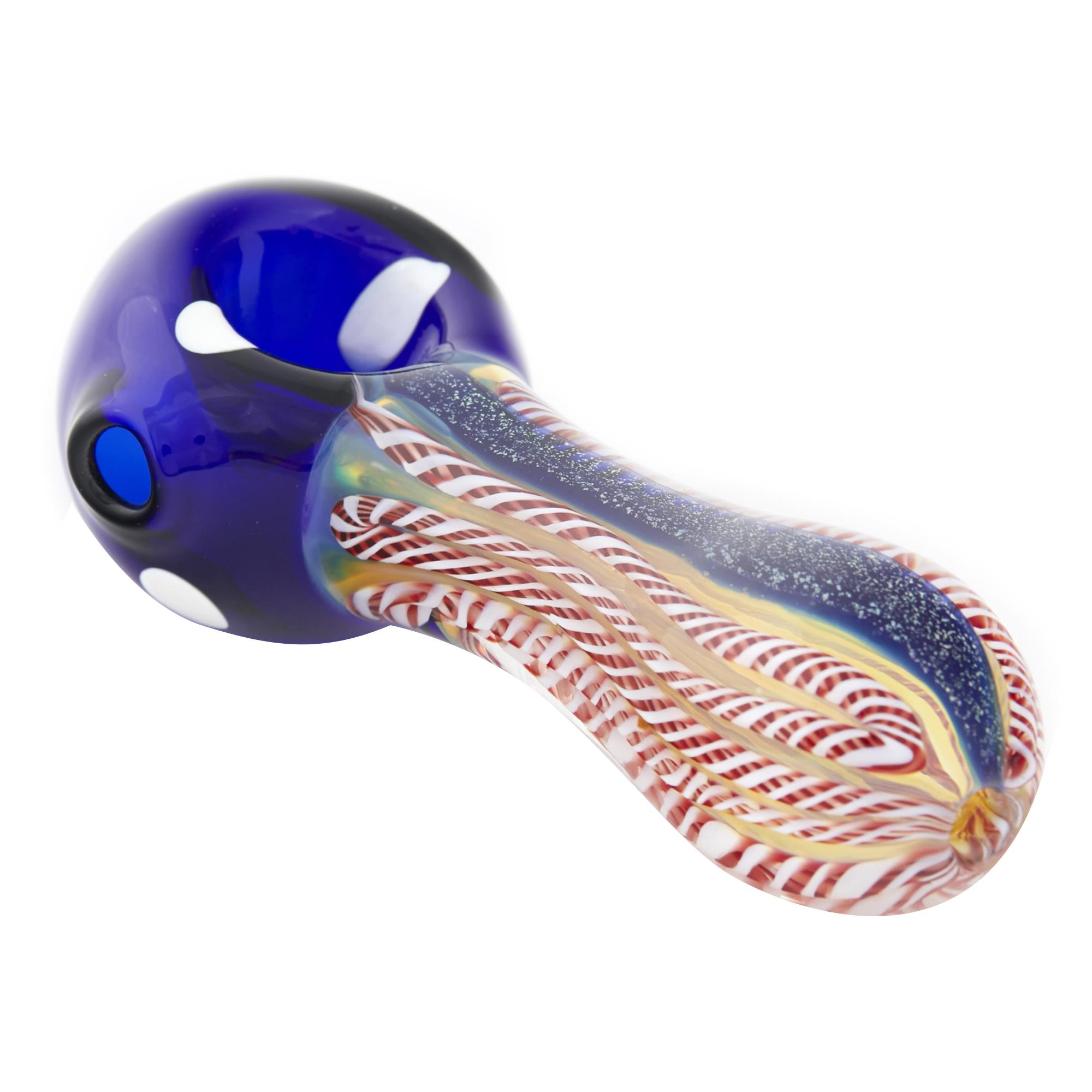 Blue Striped Spoon Pipe Hand Pipe GoSensi