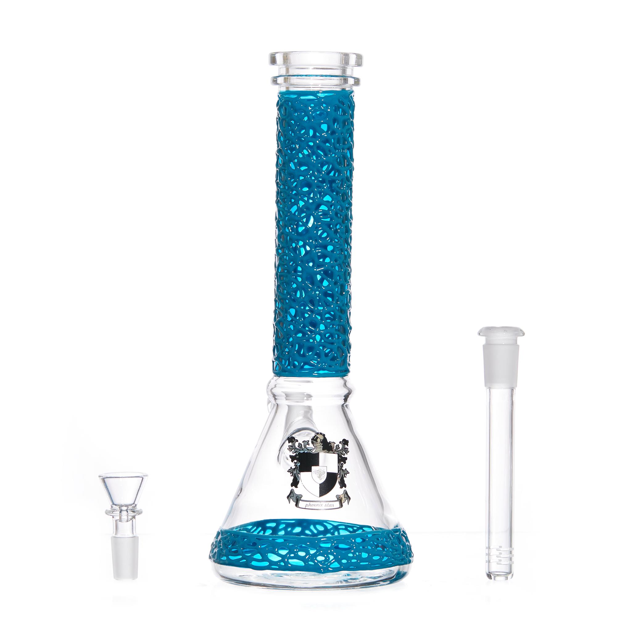 Vetro Phoenix Star - 18" Inch (XL) Glass Beaker Water Pipe Bong - 14mm - Royal Blue Bongo Per Fumare - Foto 6