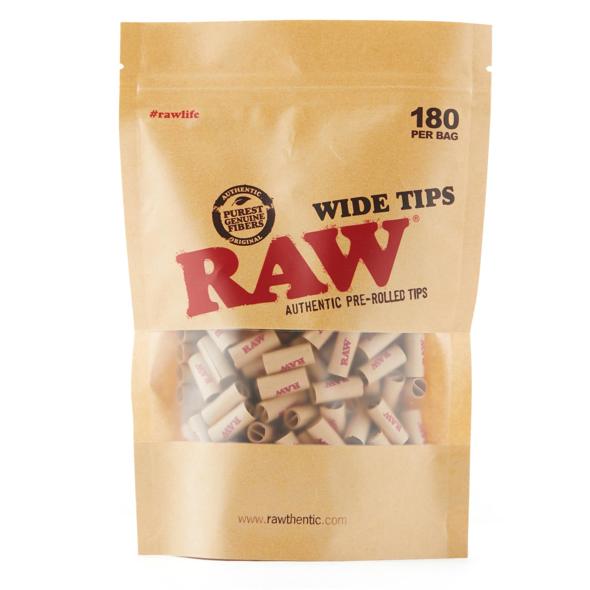RAW PRE-ROLLED WIDE TIPS 180 BAG