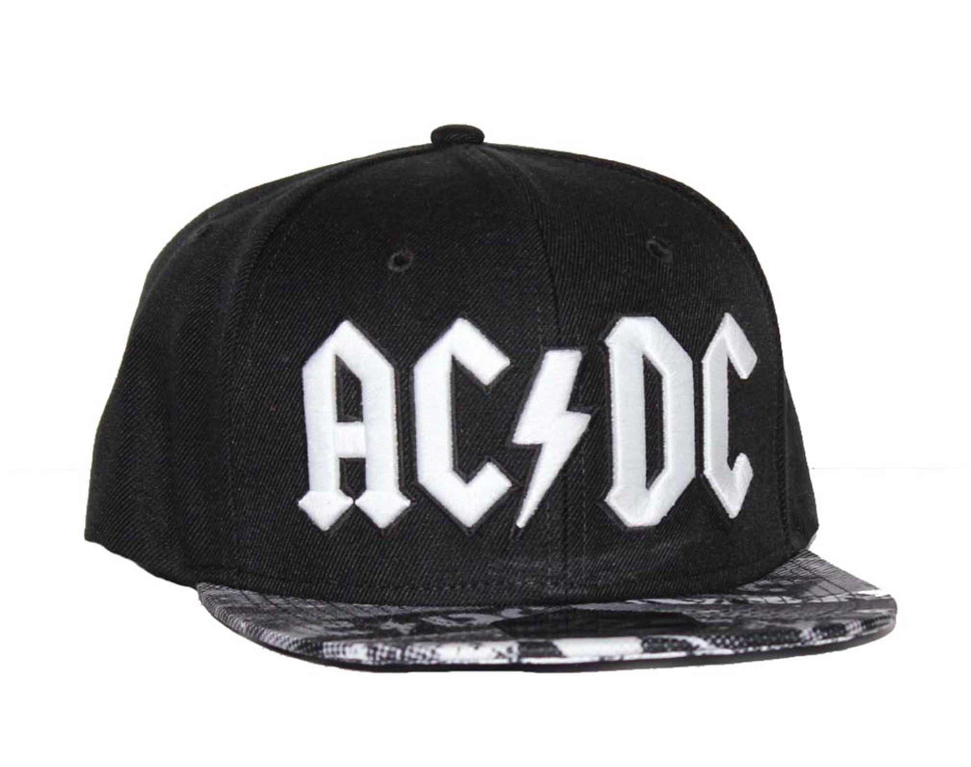 Acdc Acdc Black Wool Blend Flat Bill Hat With Sublimated Visor