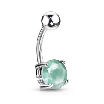  Amazonite Semi Precious Stone Prong Set Navel Ring 316L Surgical Steel