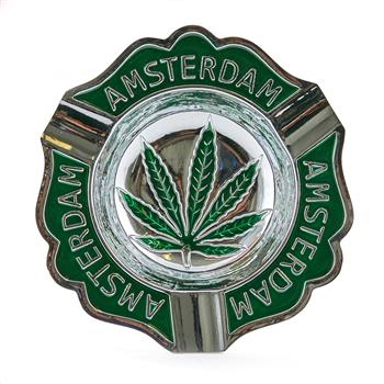  AMSTERDAM GREEN LEAF METAL ASHTRAY
