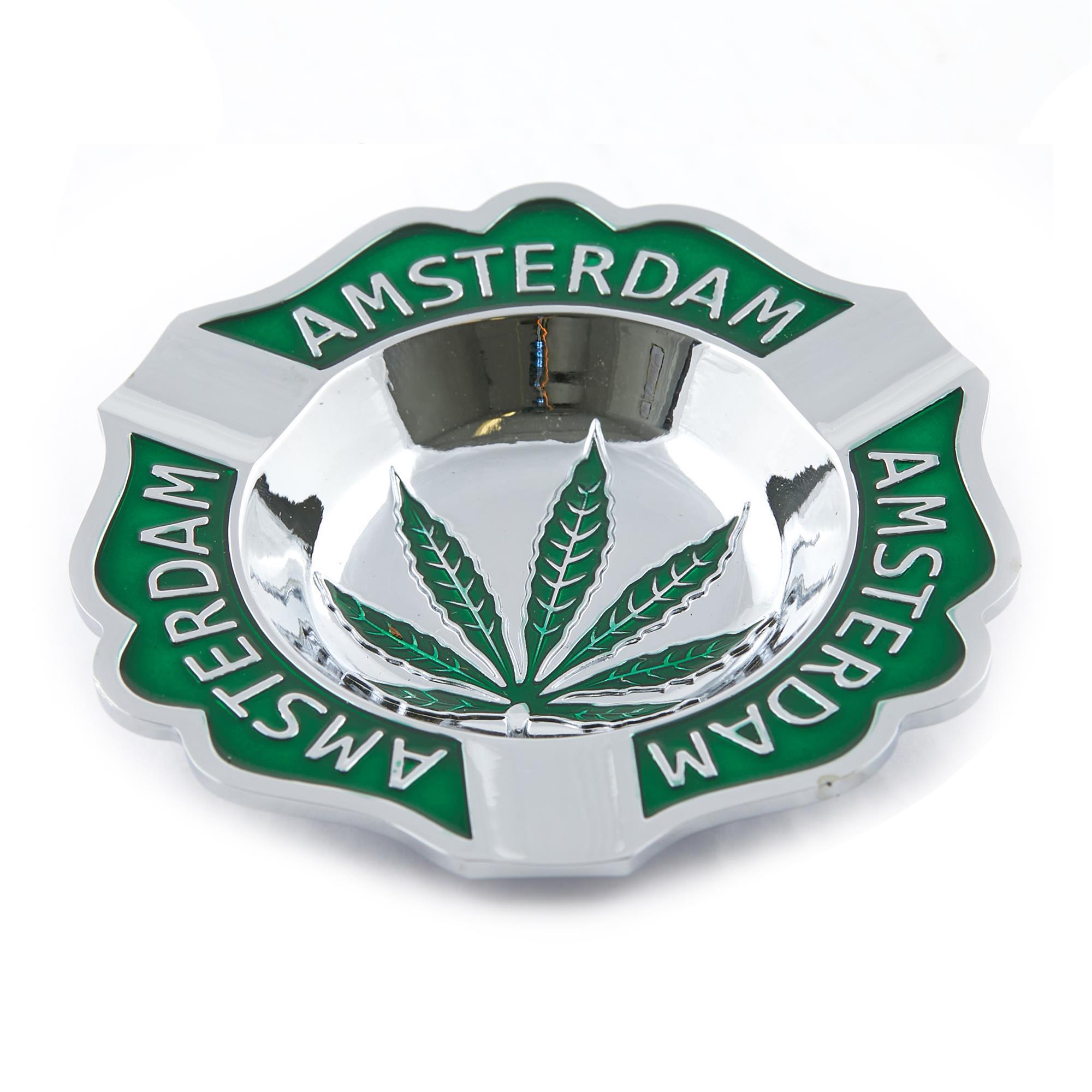 AMSTERDAM GREEN LEAF METAL ASHTRAY