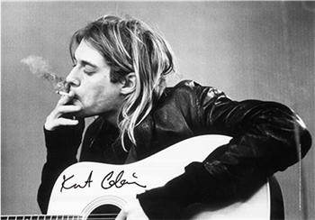 Kurt Cobain B&W Guitar Flag