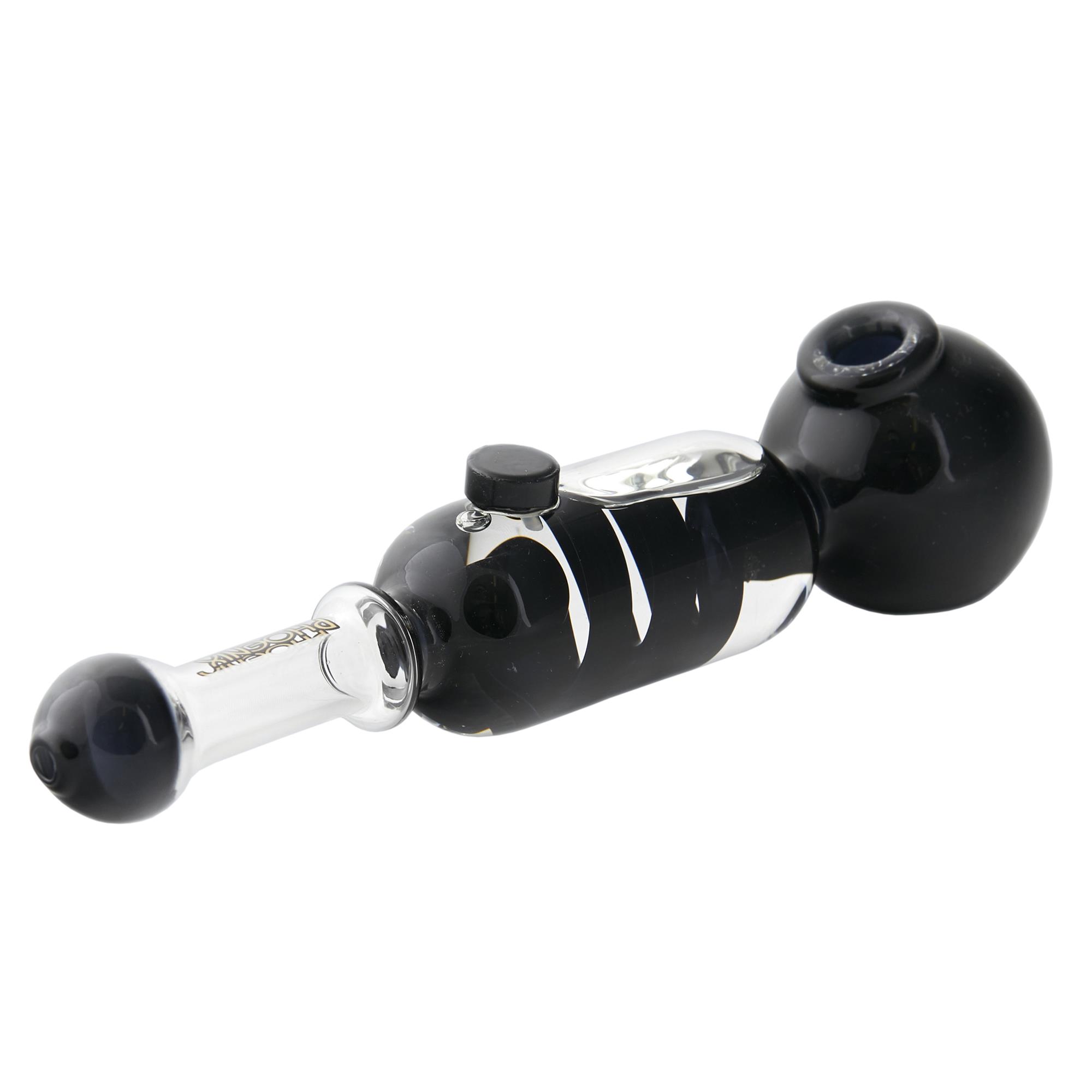 BLACK AND CLEAR GLYCOL SPIRAL SPOON PIPE
