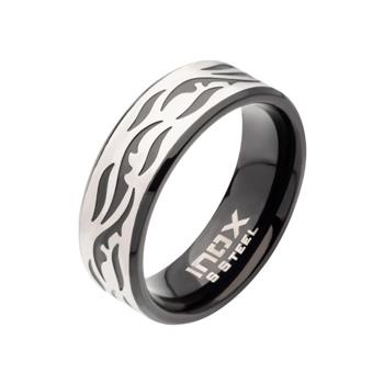  Black IP Steel With Tribal Cut Out Design Comfort Fit Ring