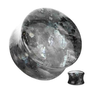  Black Labradorite Natural Stone Double Flared Plug