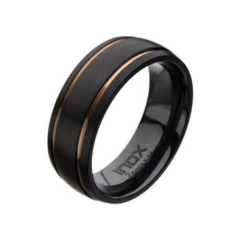  Black Zirconium With Rose Gold Plated Line Ring