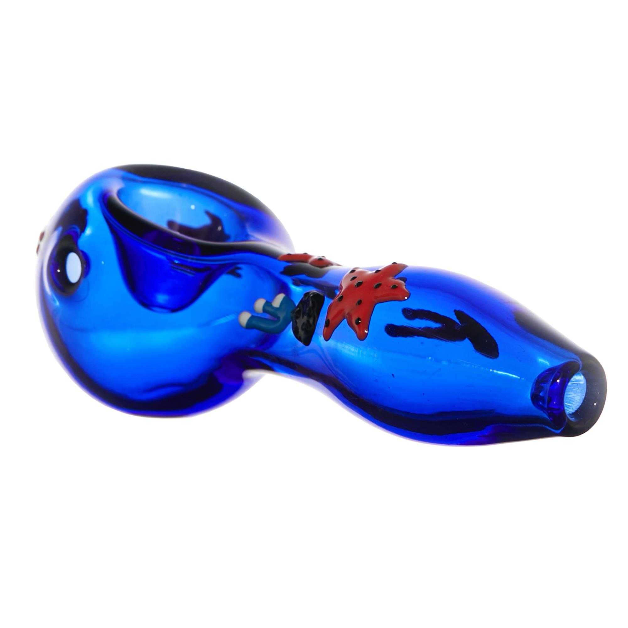 BLUE AND RED STARFISH SPOON PIPE