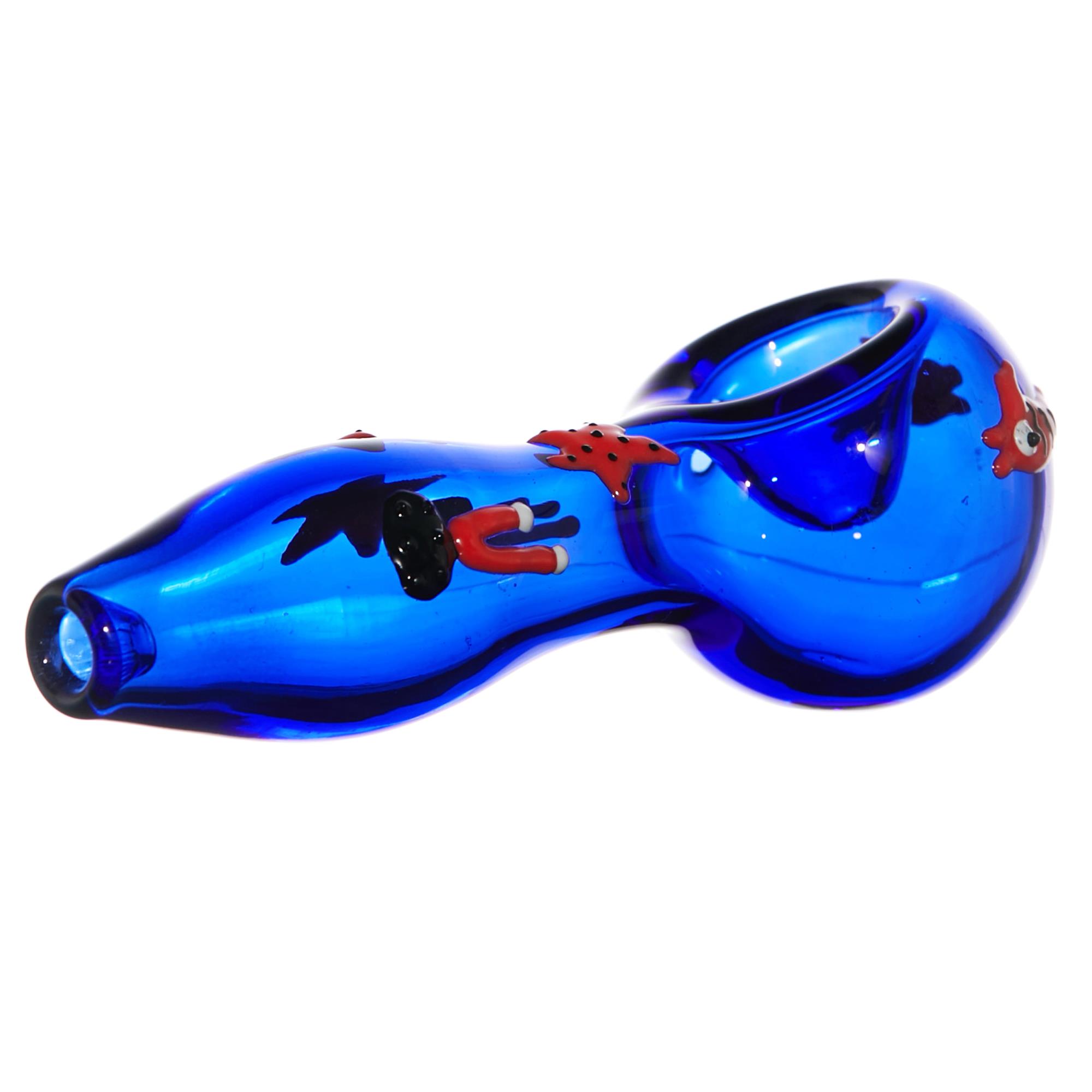BLUE AND RED STARFISH SPOON PIPE