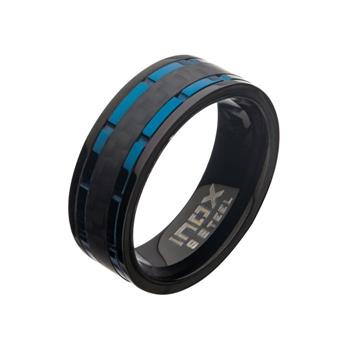  Blue IP/Black IP Lines & Carbon Fiber Hammered Ring