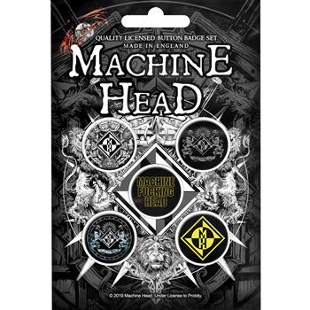 Machine Head Crest Button Pin Set