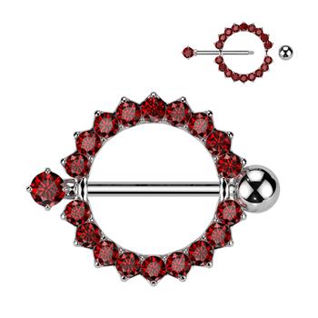  CZ Paved Circle With Pring Set CZ Nipple Barbell