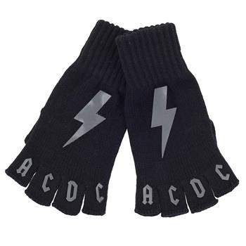 AC/DC Fingerless Gloves - Gray Bolts