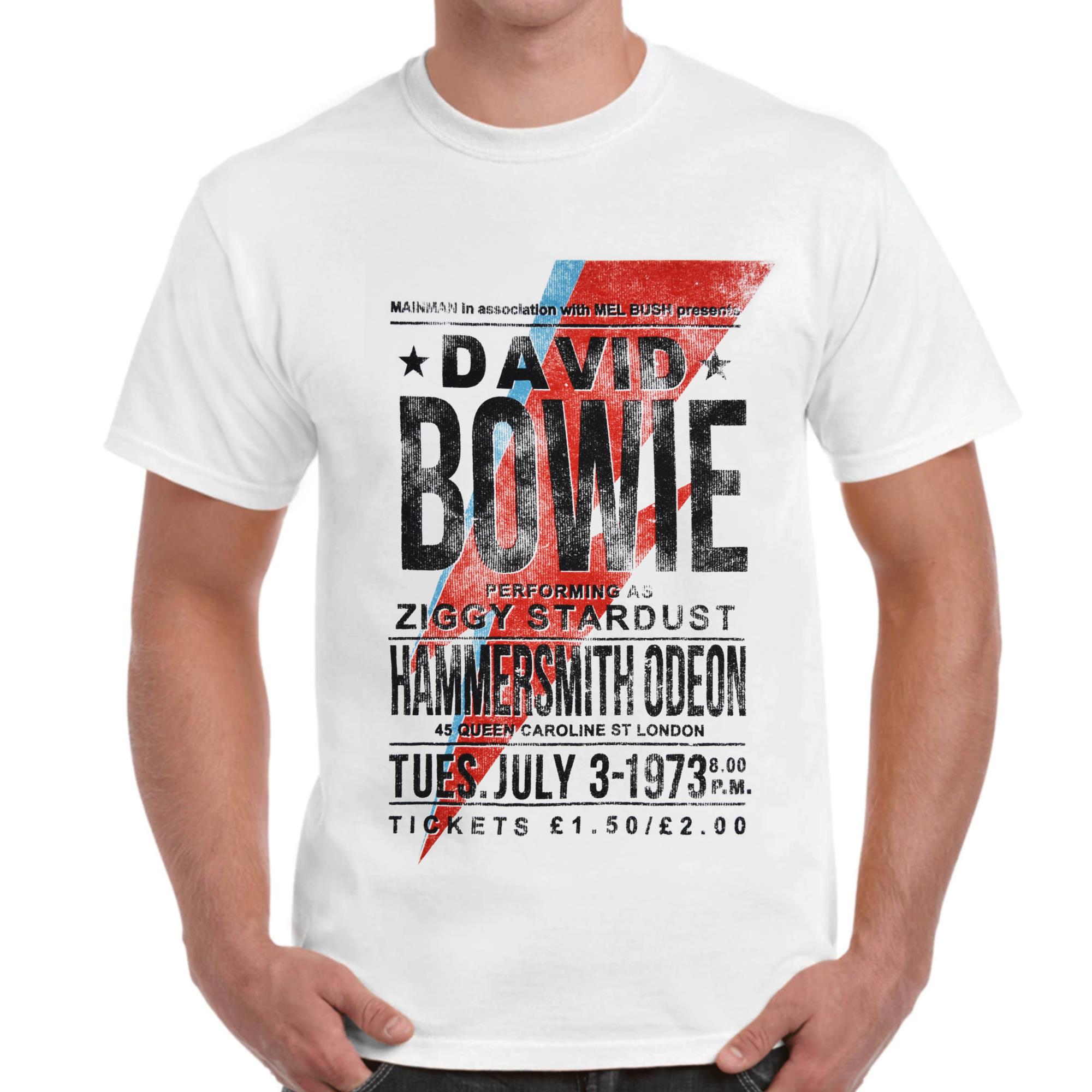 David Bowie T-Shirt Hammersmith Odeon da Uomo in Bianco 