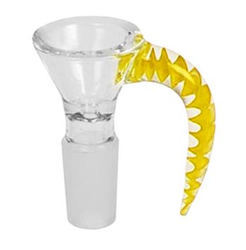  HYDROS FUNNEL GLASS BOWL WITH YELLOW HORN HANDLE