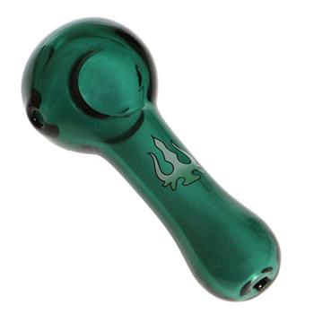  HYDROS LAKE GREEN GLASS SPOON HAND PIPE - 3.5