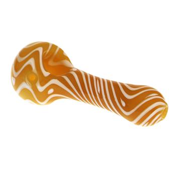  HYDROS TWISTED LINE YELLOW GLASS SPOON HAND PIPE - 4
