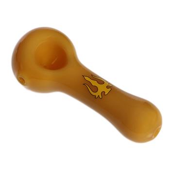  HYDROS YELLOW GLASS SPOON HAND PIPE - 3.5