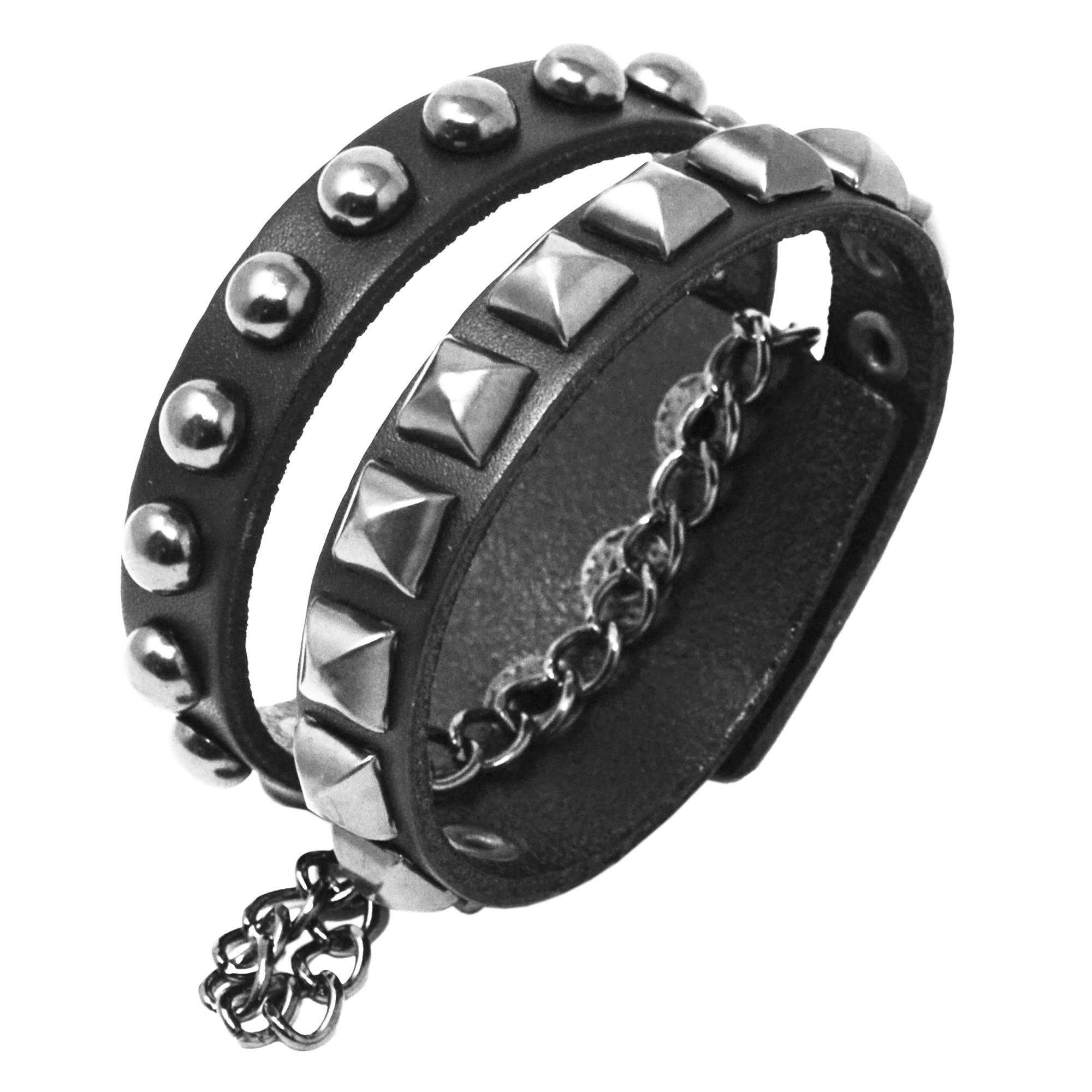 LEATHER BRACELET WITH CHAIN