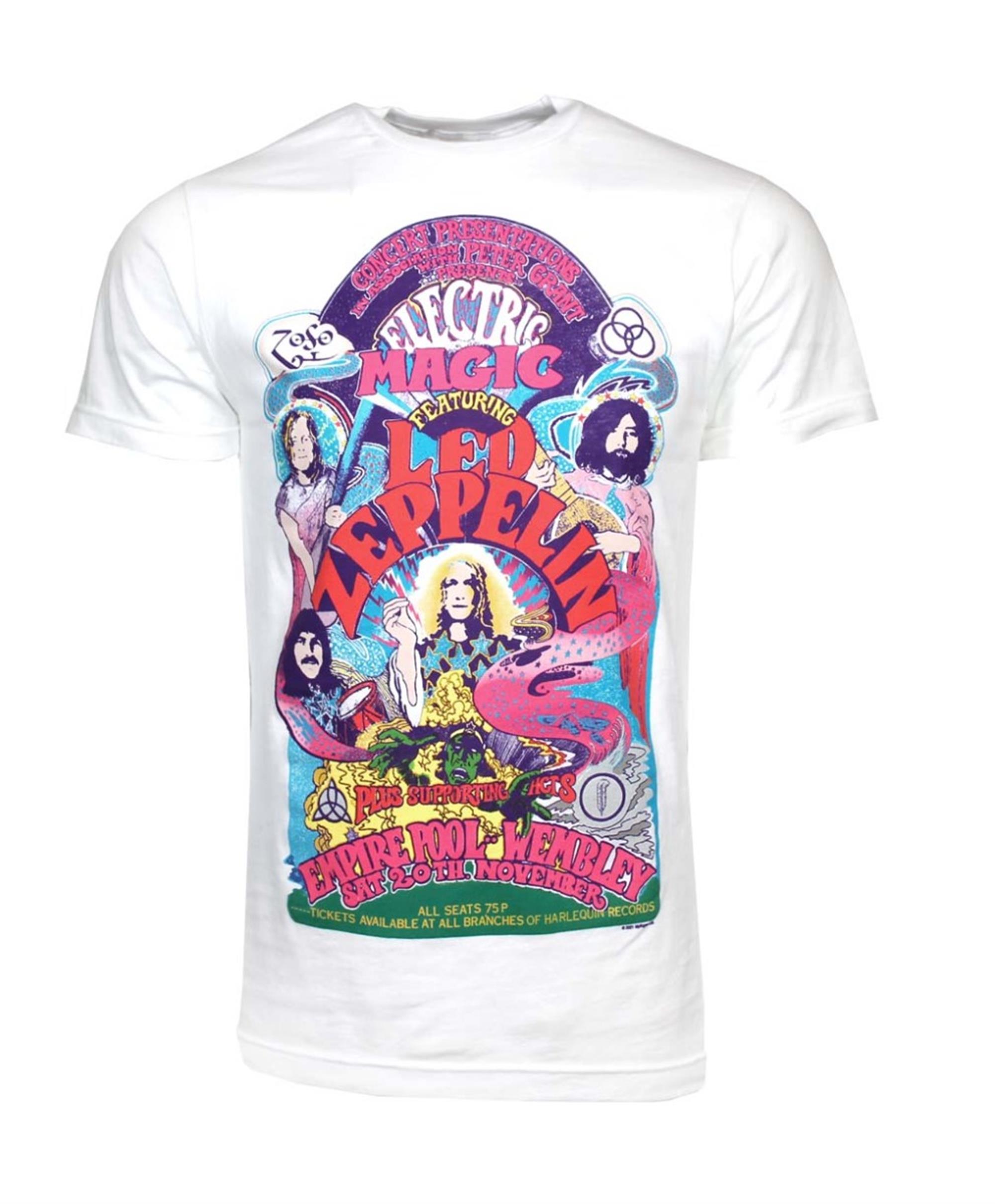 Led Zeppelin Colorful Electric Magic White T-Shirt