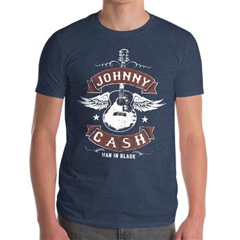 Johnny Cash Man in Black Guitar Wings T-Shirt