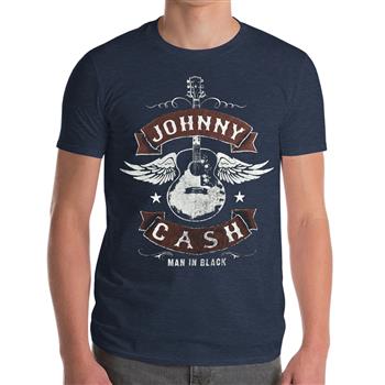 Johnny Cash Man in Black Guitar Wings T-Shirt