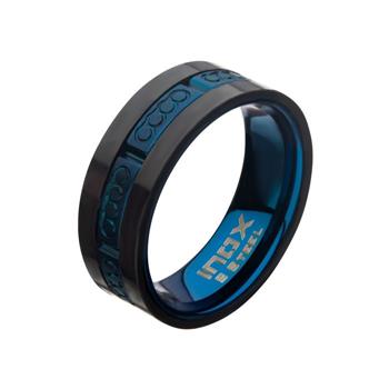  Matte Blue IP & Carbon Fiber Ring