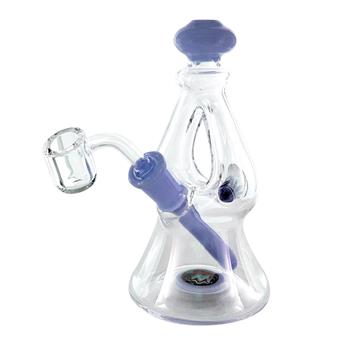  MINI BEAKER TRIANGULAR DONUT W/ FLOWER MARBLE COLORED DAB RIG
