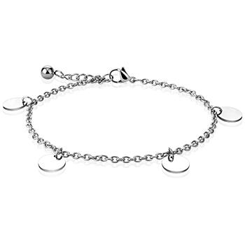  Multi Dangle Ball Beads Charm Rose Gold Stainless Steel Chain Anklet / Bracelet
