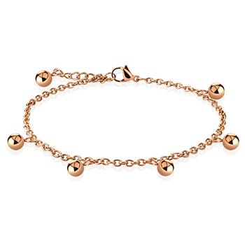  Multi Dangle Ball Beads Charm Rose Gold Stainless Steel Chain Anklet / Bracelet