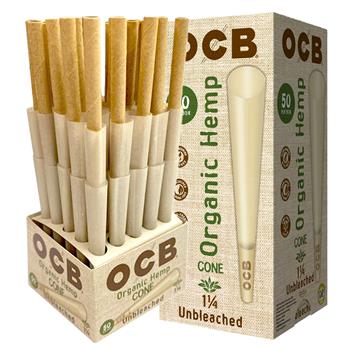  OCB ORGANIC HEMP 1 1/4 CONE 50CT MINI TOWER