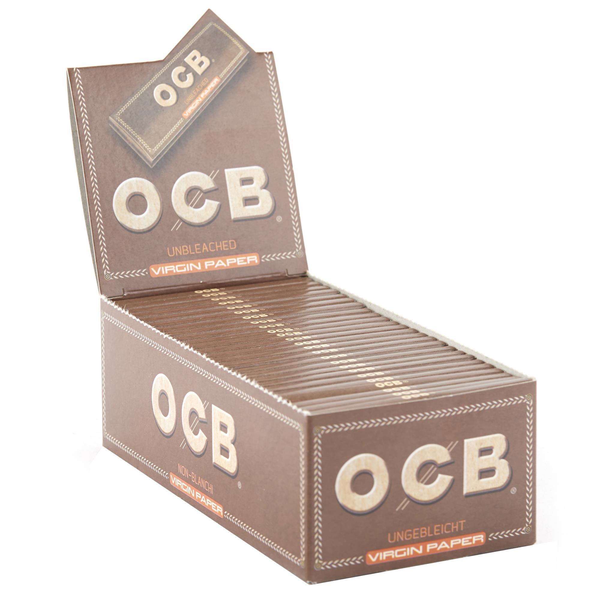 OCB Virgin Full Box 24 Books unbleached Rolling Papers Single Wide 