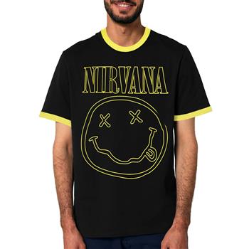 Nirvana Outline Happy Face [Ringer] T-Shirt