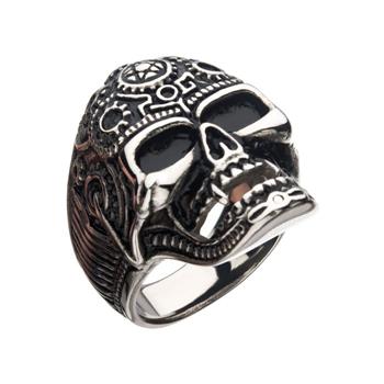  Oxidized Stainless Steel Vampire Skull Ring