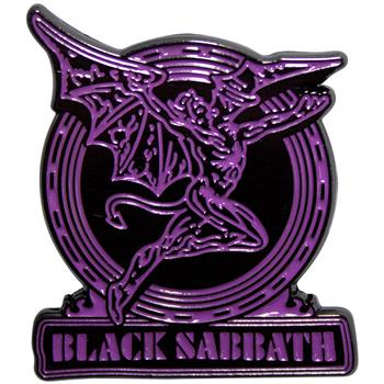 Black Sabbath Purple Text Logo & Daemon Metal Pin