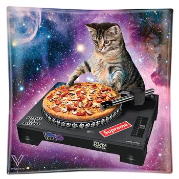  PUSSY VINYL (DJ CAT) TEMPERED GLASS ASHTRAY