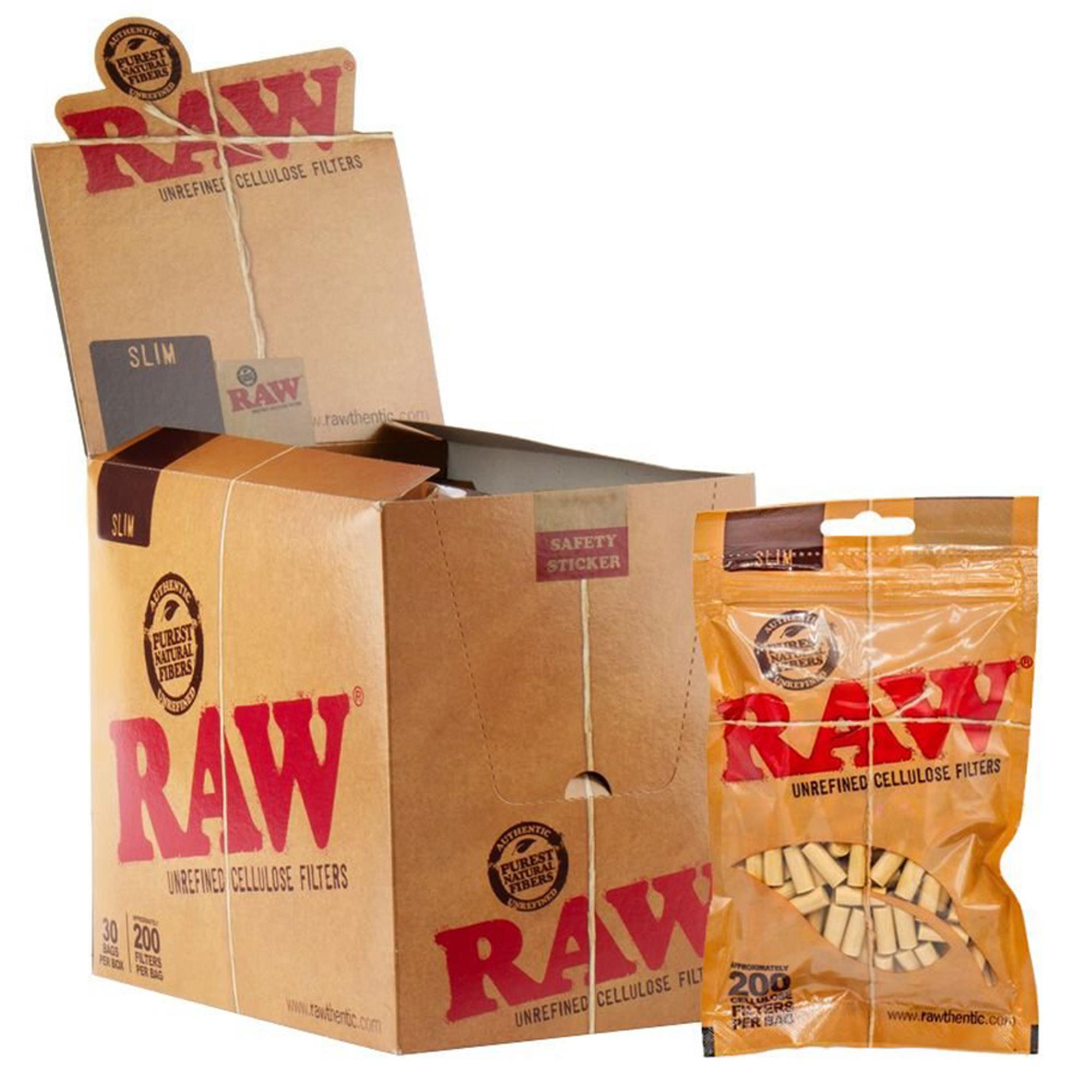 RAW CELLULOSE SLIM FILTERS - BAG OF 200