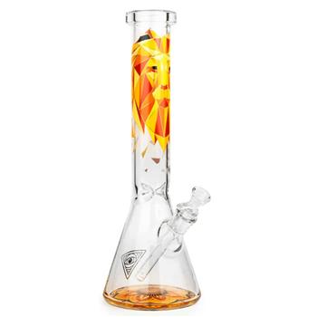  RED EYE GLASS LION BEAKER BASE 15 BONG