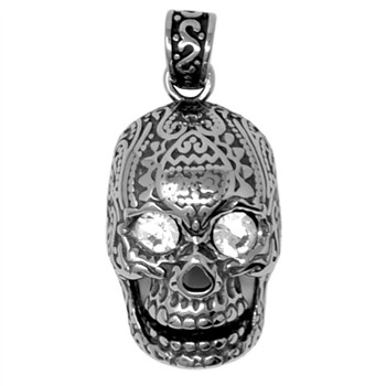  S STEEL DIAMOND EYES SKULL PD 1.25IN/3CM
