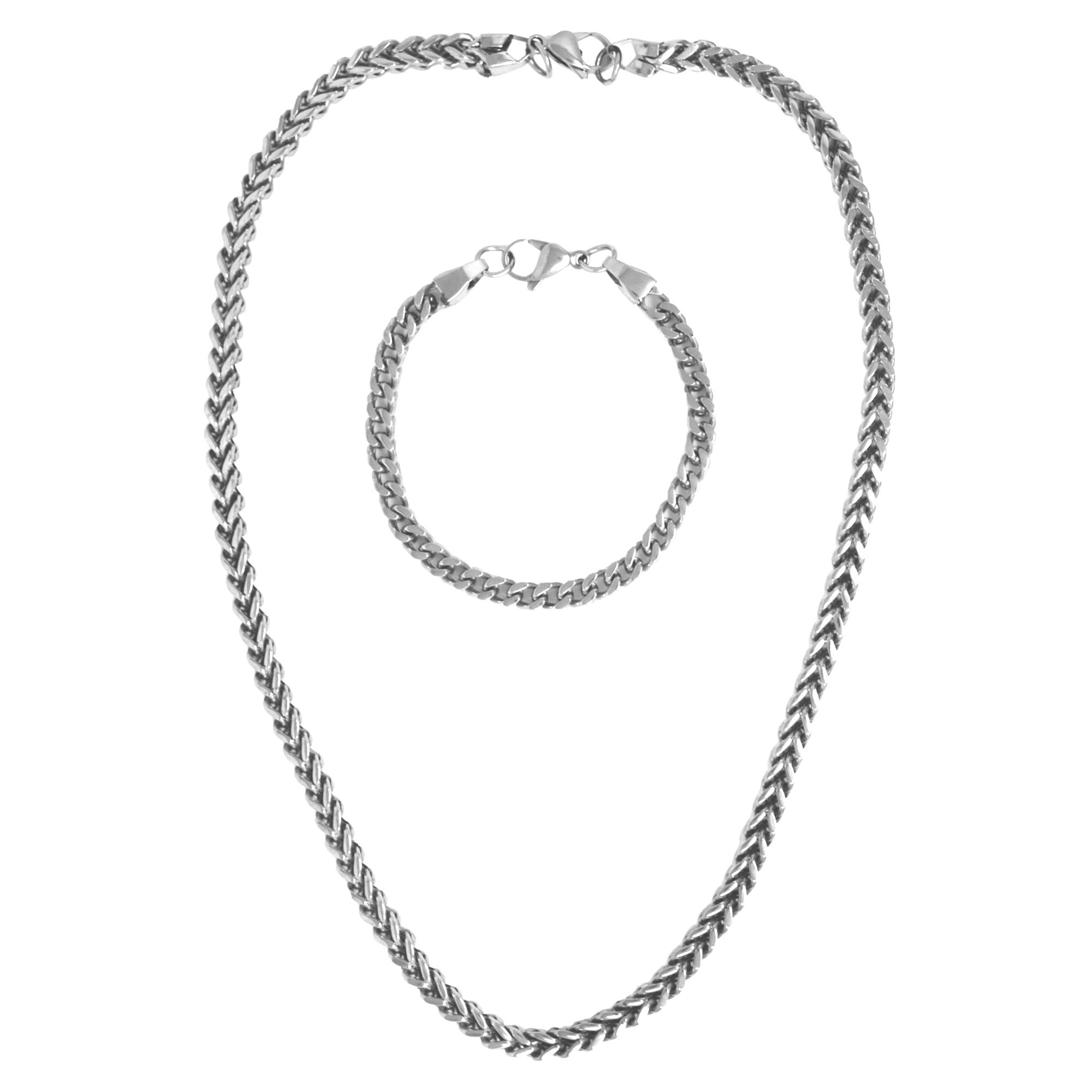S STEEL 24IN/61CM CHAINMAIL LINK NECKLACE & BRACELET